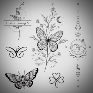 butterfly flowers temporary tattoo