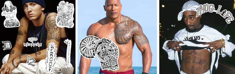 eminem the rock tupac tattoos