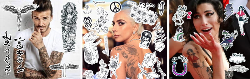 beckham lady gaga amy winehouse tattoos