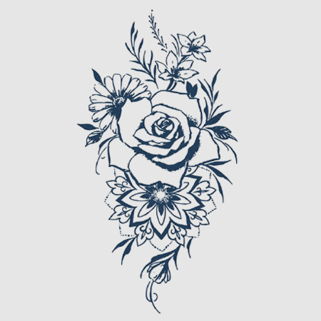 Floral Diamond Shape Tattoo