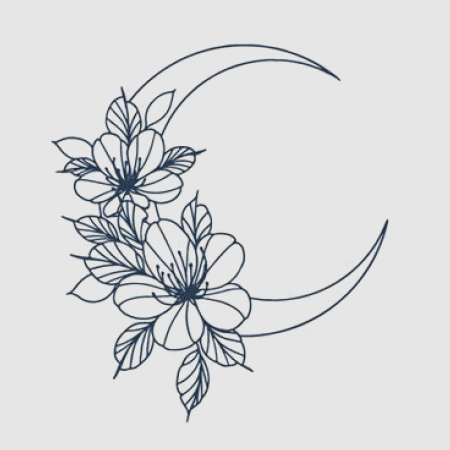 Floral Moon Tattoo